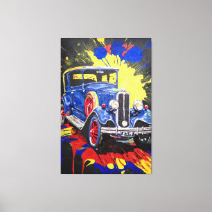 retro, mobil, auto, vintage, leinwanddruck