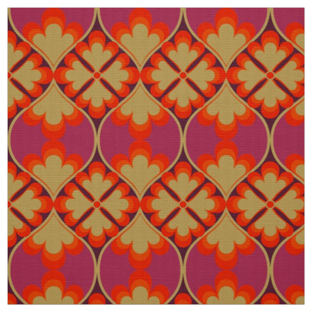 Retro-Mod-60er-70er-Blumenstoffmuster Stoff (Muster)