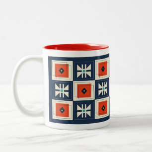 Retro-Mod abstrakte geometrische Butterfly-Muster Zweifarbige Tasse