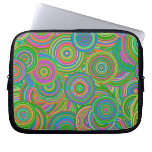 Retro Mod abstrakte Kreise, grün und orange rot Laptopschutzhülle