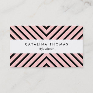 Retro Mod Black and Pink Pattern Business Card Visitenkarte