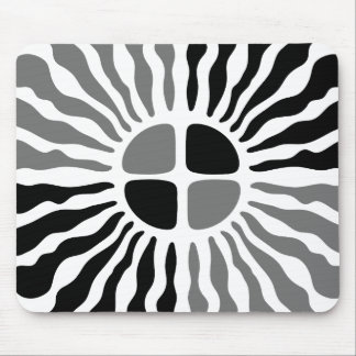 Retro Mod Black and White Sunburst Geometric Mouse Mousepad