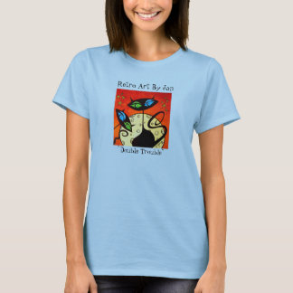 Retro Mod Black Cat T Pop Artist Jan A. Sullivan T-Shirt