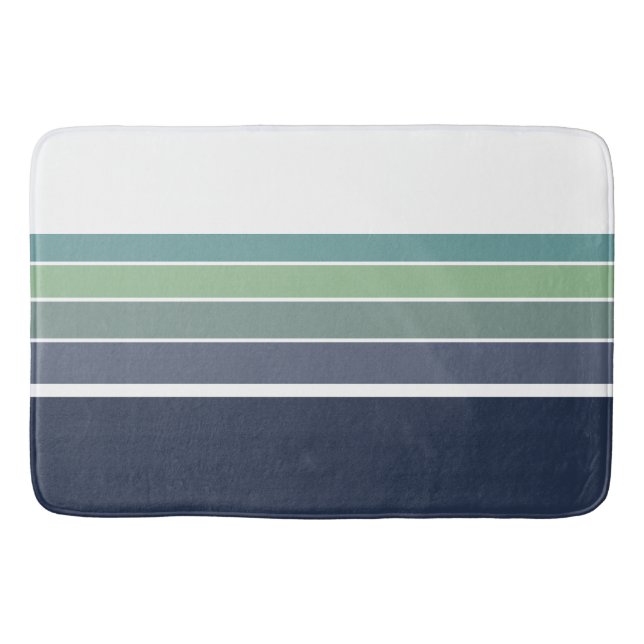 Retro/Mod blau und grün gestreift Badematte (Vorderseite)