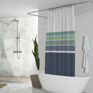 Retro/Mod blau und grün gestreift Duschvorhang