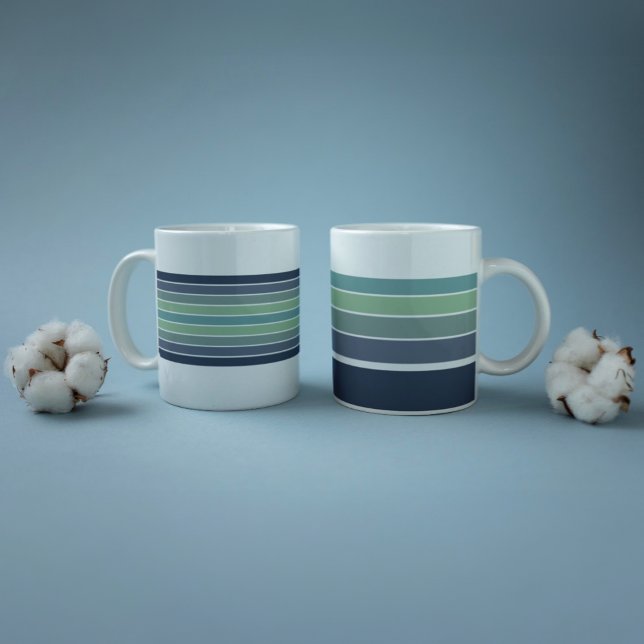 Retro/Mod blau und grün gestreift Jumbo-Tasse (Von Creator hochgeladen)