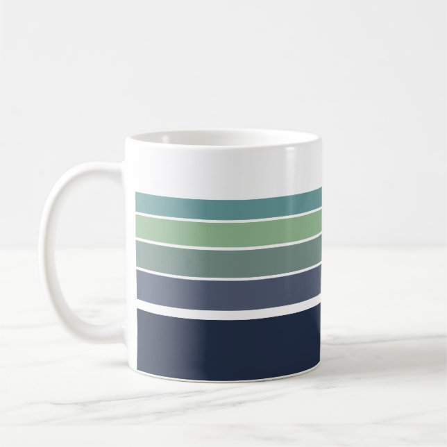 Retro/Mod blau und grün gestreift Kaffeetasse (Links)