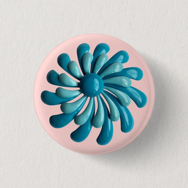 Retro-MOD-Blume - Blumensommer-Dekoration Button (Vorderseite)