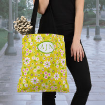 Retro-Mod-Blume Gelb-Weiß-Monogramm