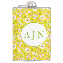 Retro-Mod-Blume Gelb-Weiß-Monogramm