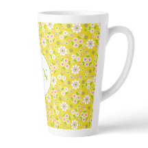 Retro-Mod-Blume Gelb-Weiß-Monogramm