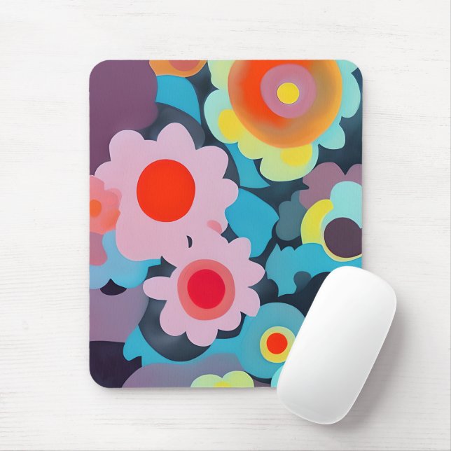Retro-Mod-Blume Mousepad (Mit Mouse)