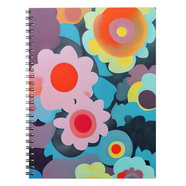 Retro-Mod-Blumen Notizblock (Vorderseite)
