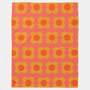 Retro-Mod-Blumenmuster in Orange Fleecedecke