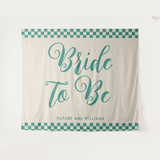 Retro-Mod-Braut als Brautparty-Hintergrund Wandteppich (Vorderseite (Horizontal))