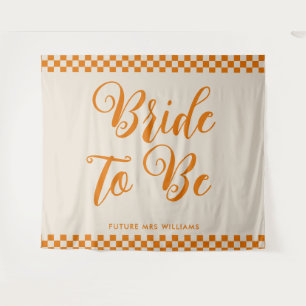 Retro Mod Braut zum Hochzeitsbrause-Backdrop Wandteppich
