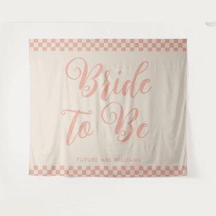 Retro Mod Braut zum Hochzeitsbrause-Backdrop Wandteppich