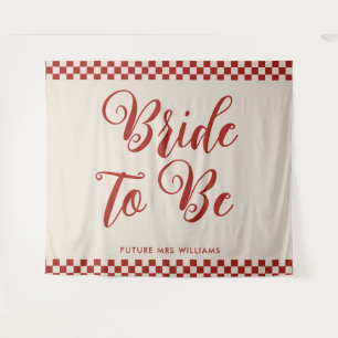 Retro Mod Braut zum Hochzeitsbrause-Backdrop Wandteppich