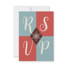 Retro Mod Geometric Christmas RSVP Card