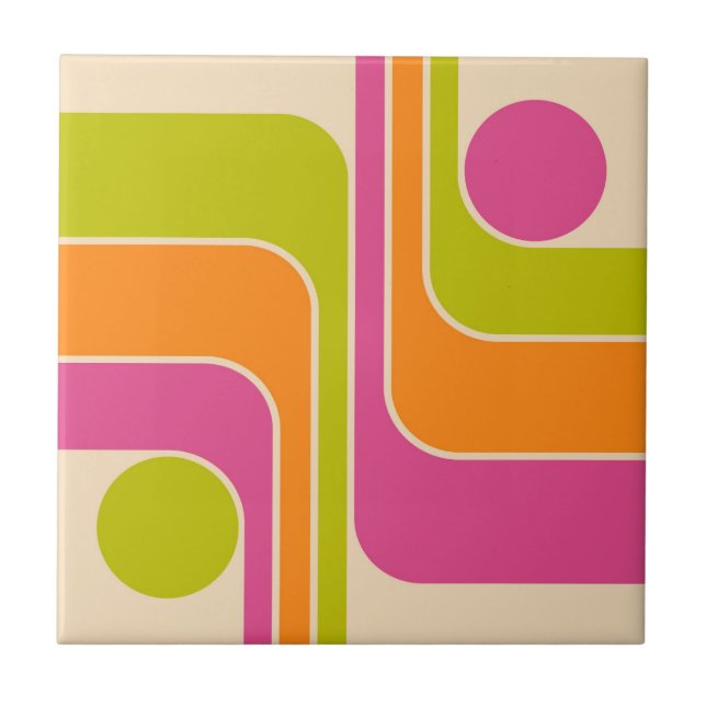 Retro Mod Geometric Design Fliese (Vorderseite)