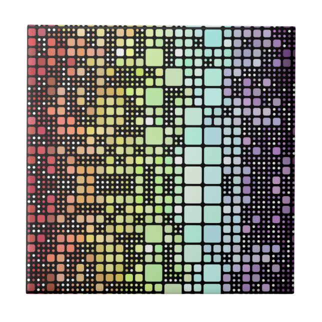 Retro Mod Geometric Groovy Funky Neurogender Pride Fliese (Vorderseite)