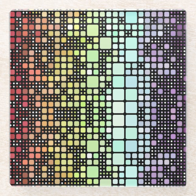 Retro Mod Geometric Groovy Funky Neurogender Pride Glasuntersetzer (Vorderseite)