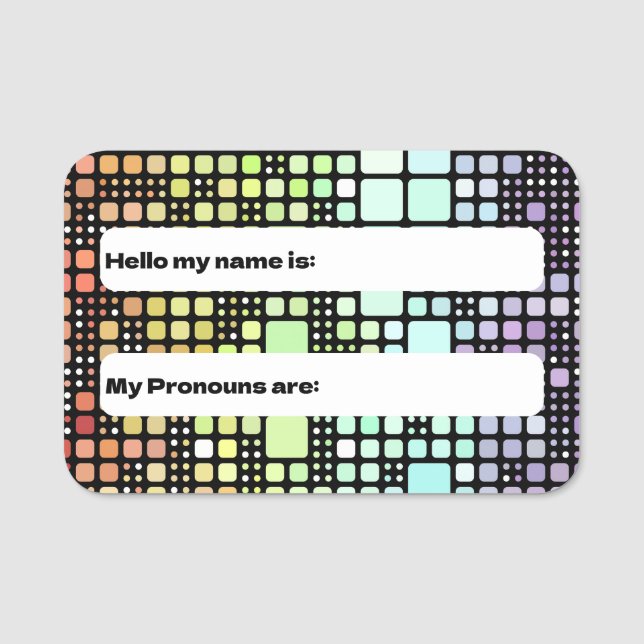 Retro Mod Geometric Groovy Funky Neurogender Pride Namensschild (Vorderseite)
