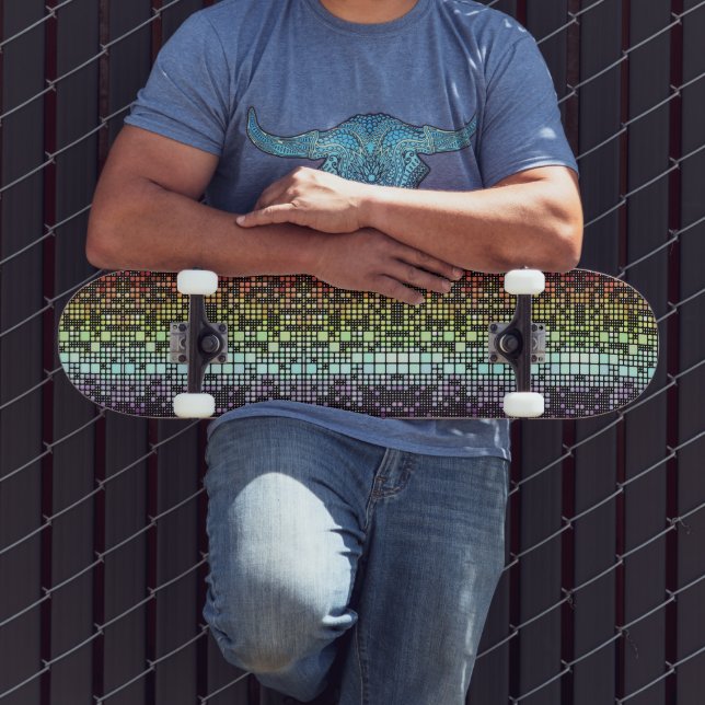 Retro Mod Geometric Groovy Funky Neurogender Pride Skateboard (Außenbereich 3)