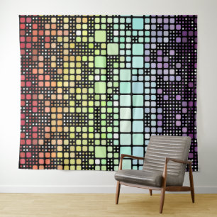 Retro-Mod-Geometrischer Groovy-Funky-Neurogender-S Wandteppich