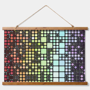 Retro-Mod-Geometrischer Groovy-Funky-Neurogender-S Wandteppich Mit Holzrahmen