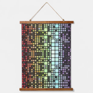 Retro-Mod-Geometrischer Groovy-Funky-Neurogender-S Wandteppich Mit Holzrahmen
