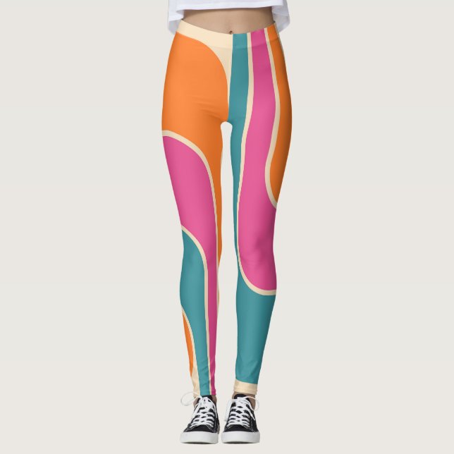 Retro-Mod-Geometrisches Design Leggings (Vorderseite)