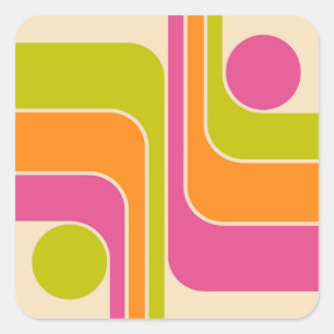 Retro-Mod-Geometrisches Design Quadratischer Aufkleber