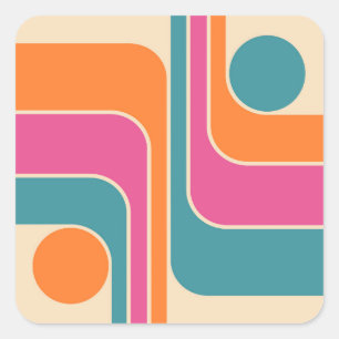 Retro-Mod-Geometrisches Design Quadratischer Aufkleber