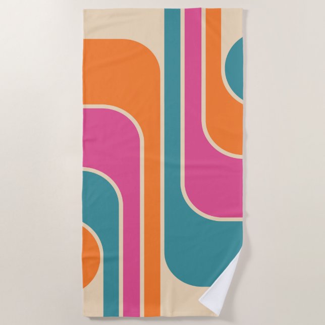 Retro-Mod-Geometrisches Design Strandtuch (Vorderseite)