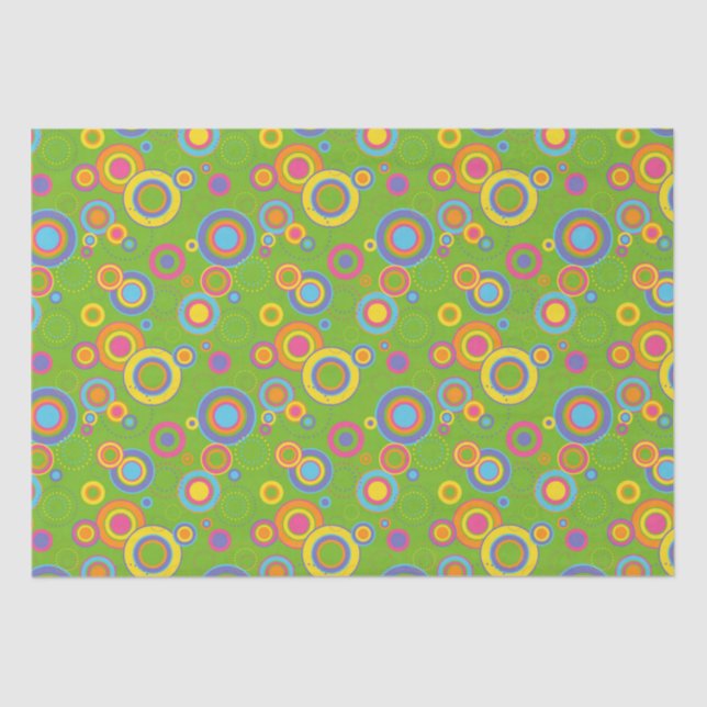 Retro-Mod-Kreise auf Grün Seidenpapier (Vorderseite)