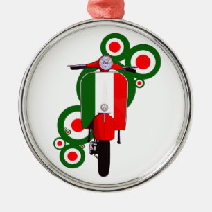 Retro Mod-Kunst-Italiener-Roller Silbernes Ornament