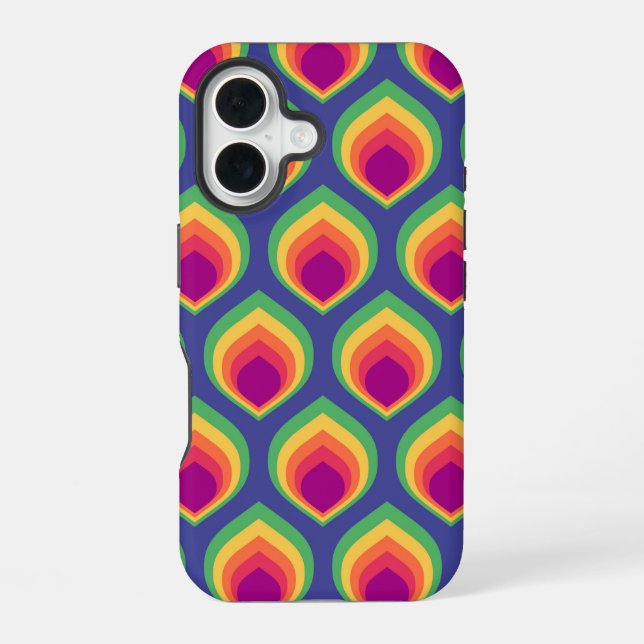 Retro-Mod-Pattern iPhone 16 Hülle (Rückseite)