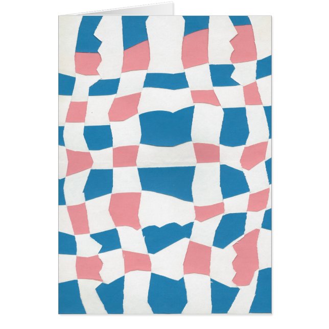 Retro Mod Pink Blue Checkerboard Abstrakt (Vorne)
