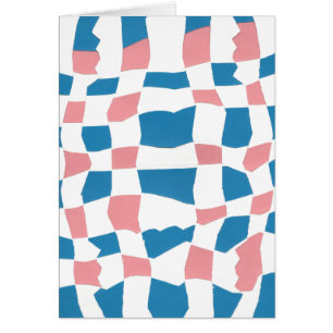 Retro Mod Pink Blue Checkerboard Abstrakt