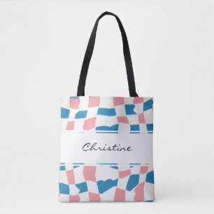 Retro Mod Pink Blue Checkerboard Abstrakt