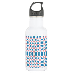 Retro Mod Pink Blue Checkerboard Abstrakt Edelstahlflasche