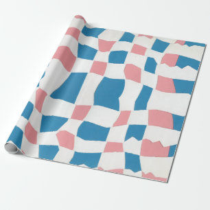 Retro Mod Pink Blue Checkerboard Abstrakt Geschenkpapier