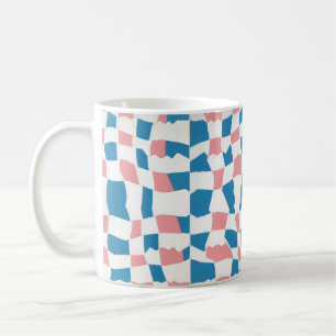 Retro Mod Pink Blue Checkerboard Abstrakt Kaffeetasse