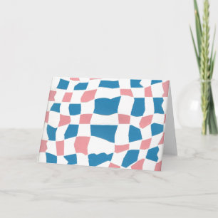 Retro Mod Pink Blue Checkerboard Abstrakt Karte