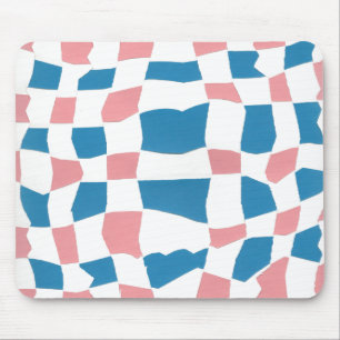 Retro Mod Pink Blue Checkerboard Abstrakt Mousepad