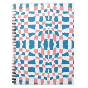 Retro Mod Pink Blue Checkerboard Abstrakt Notizblock
