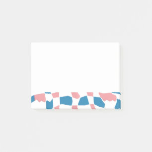 Retro Mod Pink Blue Checkerboard Abstrakt Post-it Klebezettel