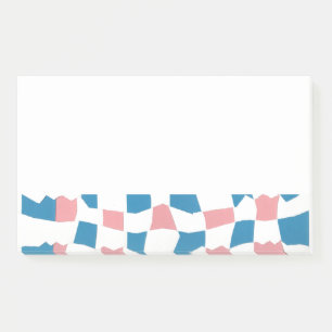 Retro Mod Pink Blue Checkerboard Abstrakt Post-it Klebezettel