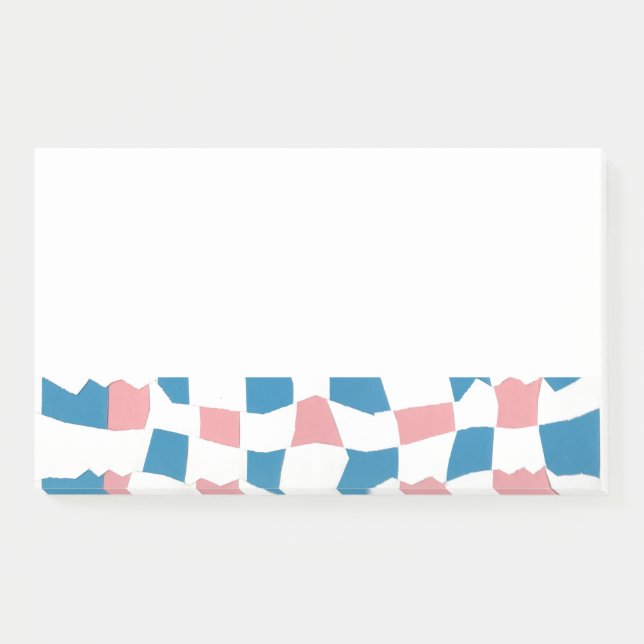 Retro Mod Pink Blue Checkerboard Abstrakt Post-it Klebezettel (Vorderseite)